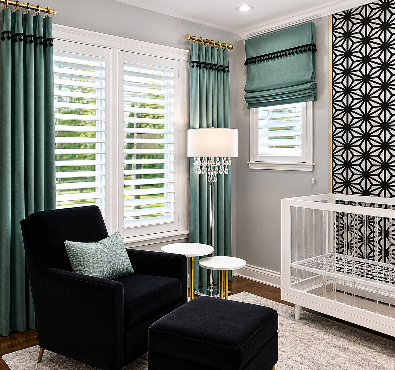 White shutters in bright room